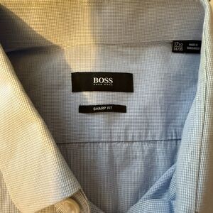 Boss Men's Light Blue Dress Shirt read tag